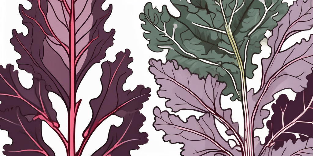Red russian kale and toscano kale side by side