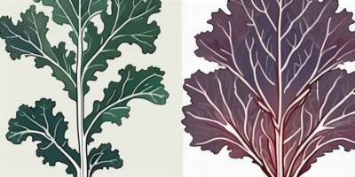 Red russian kale and white russian kale side by side