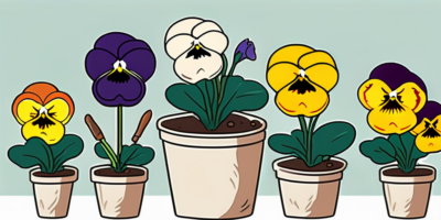 A vibrant and colorful array of pansies in various stages of growth