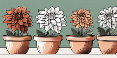 A variety of colorful dahlias in different stages of growth