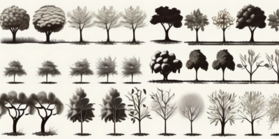 A variety of fruit trees in different stages of growth