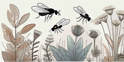 Various species of flies interacting with different types of plants