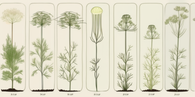 Various stages of dill growth