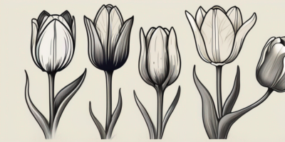 Several tulips at different stages of growth