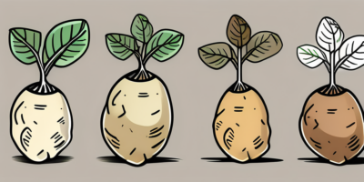 Various stages of fingerling potatoes growth