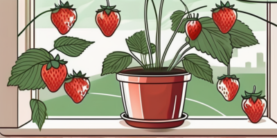 A flourishing strawberry plant in a garden pot