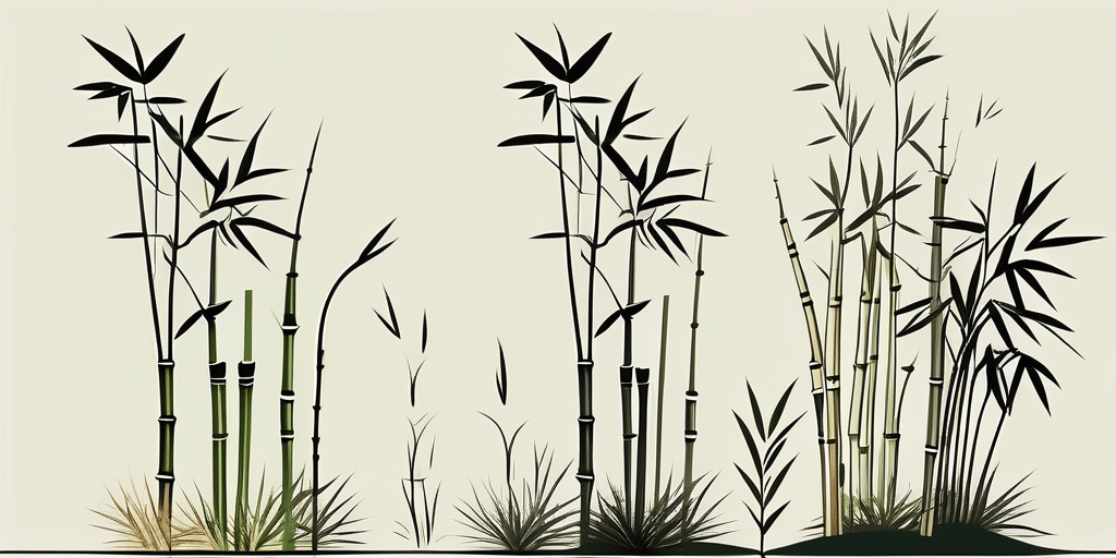 Different stages of bamboo growth