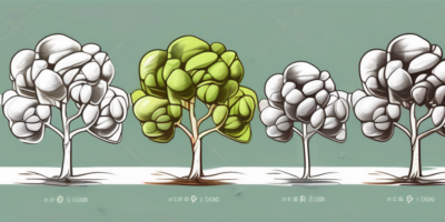 A pistachio tree in different stages of growth