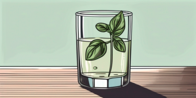 A basil plant with its stem cut and placed in a glass of water