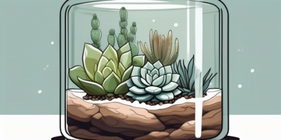 A variety of succulents partially submerged in a clear glass container filled with water