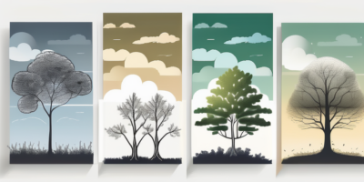 Different types of trees at various stages of growth