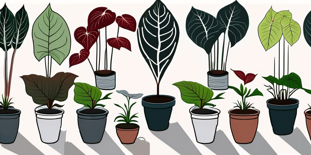 Various stages of planting caladium bulbs