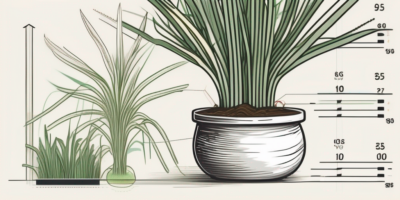 A thriving lemongrass plant in a pot with visible roots and growth rings