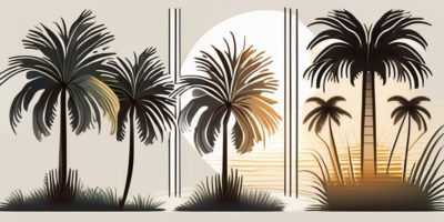 Several palm trees at different stages of growth