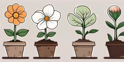 Various stages of a flower growth cycle starting from a seed being planted in the soil