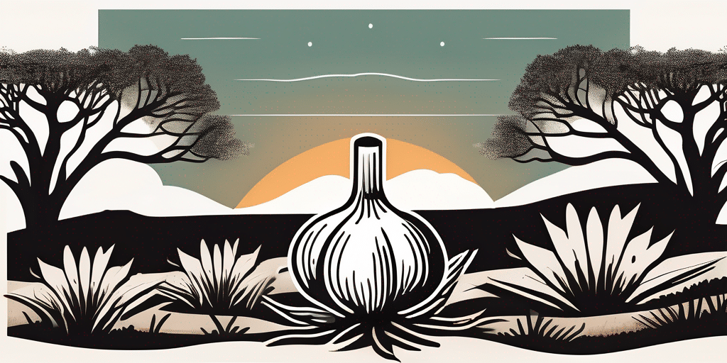 A garlic bulb half-buried in rich