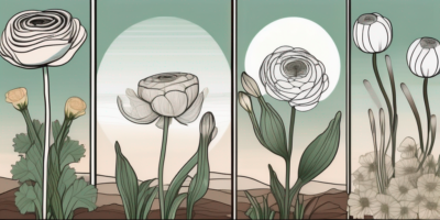 Various stages of ranunculus growth