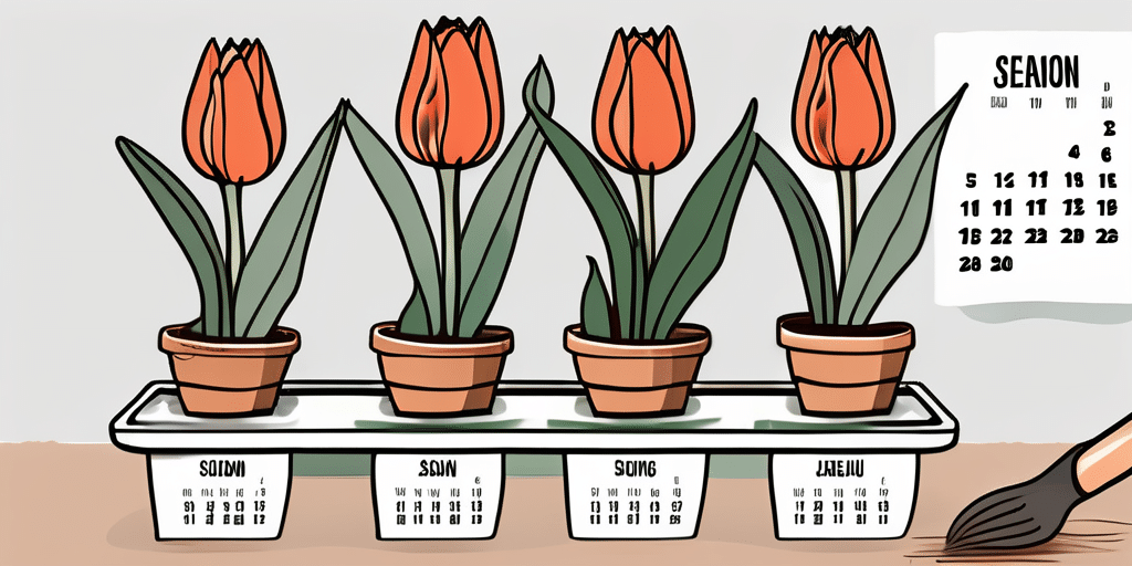 Several tulip bulbs being planted in a pot