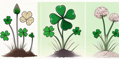 Different stages of clover growth