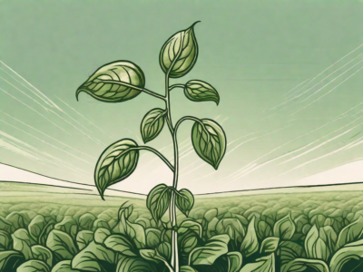 A flourishing soybean plant with visible roots