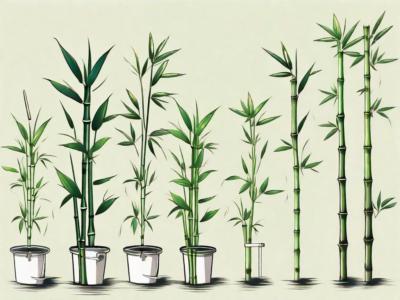 A bamboo plant in different stages of growth