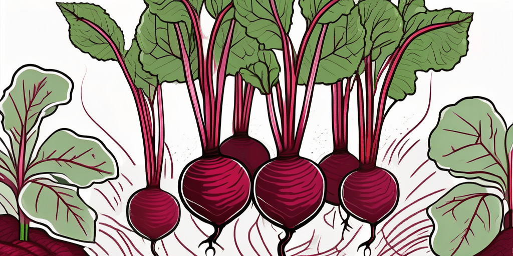 Red ace beets growing in a garden