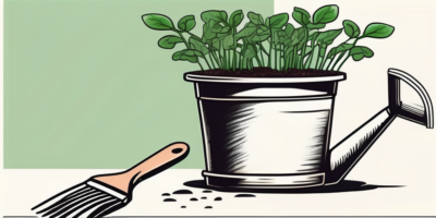 A vibrant roquette arugula plant in a garden pot with visible roots in the soil