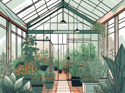 A greenhouse filled with various plants