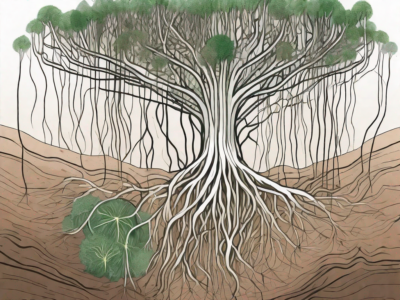 A complex network of rhizomes under the soil
