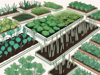 A garden with an array of densely planted seedlings