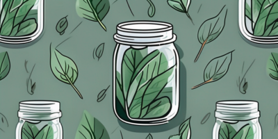 Fresh astro arugula leaves carefully placed inside a glass jar