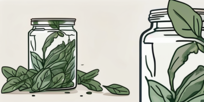 A collection of wild rocket arugula leaves being carefully stored in an airtight glass container