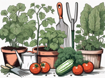A lush garden filled with various heirloom vegetables like tomatoes