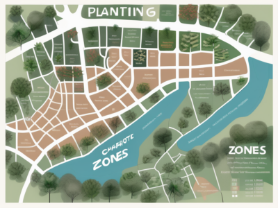 A detailed map showcasing the different planting zones of charlotte
