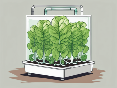 A hydroponic system with lettuce plants at various stages of growth