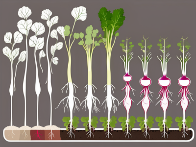 Various stages of radish growth from seed to harvest