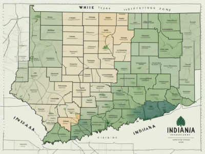 Indiana's map highlighting different areas with various types of plants