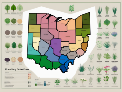 Ohio's map highlighting its various planting zones