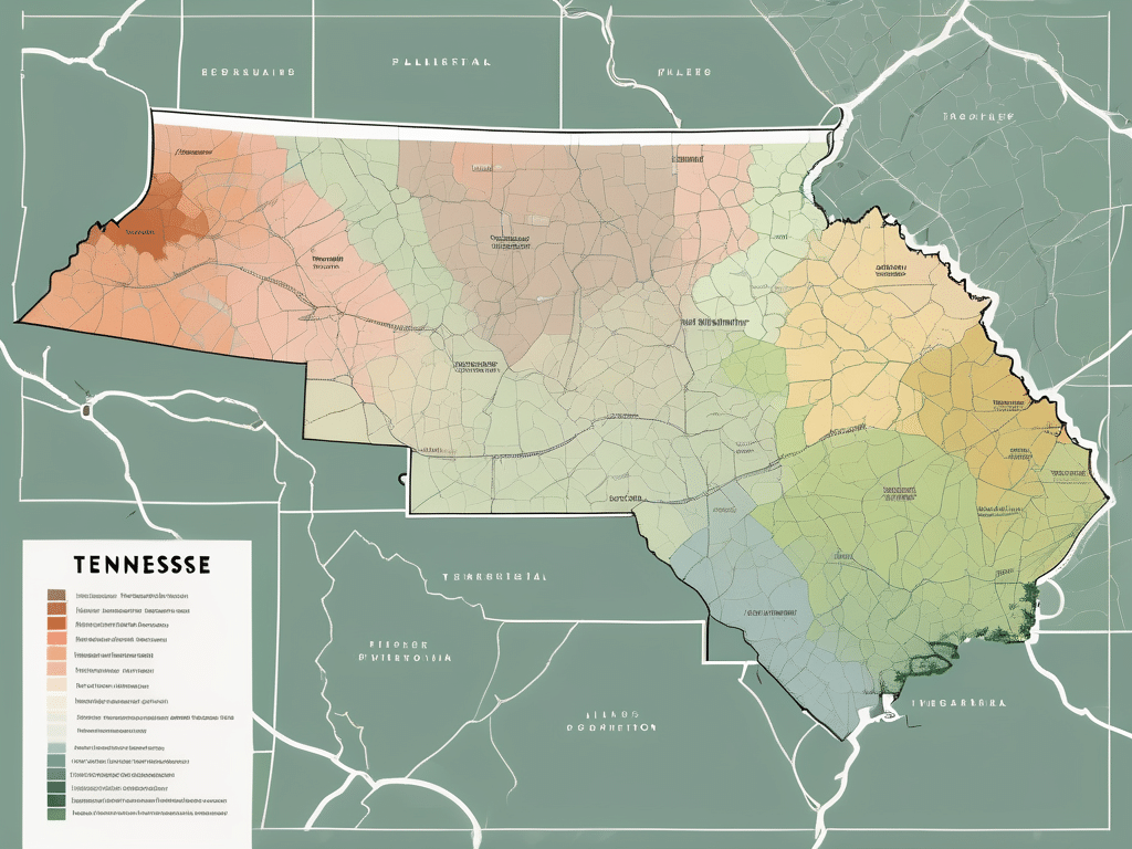 A detailed map of tennessee