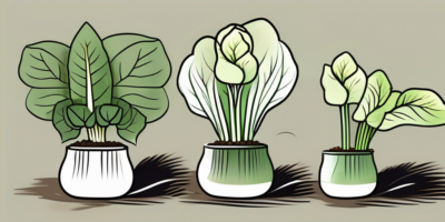 Bok choy plants at different stages of growth