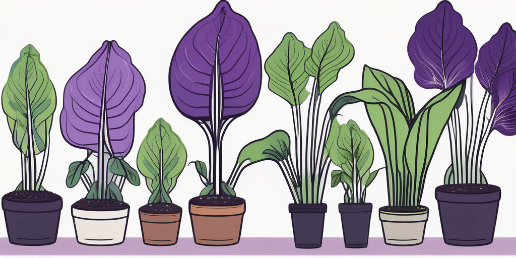 Purple bok choy plants thriving in a sunny florida garden