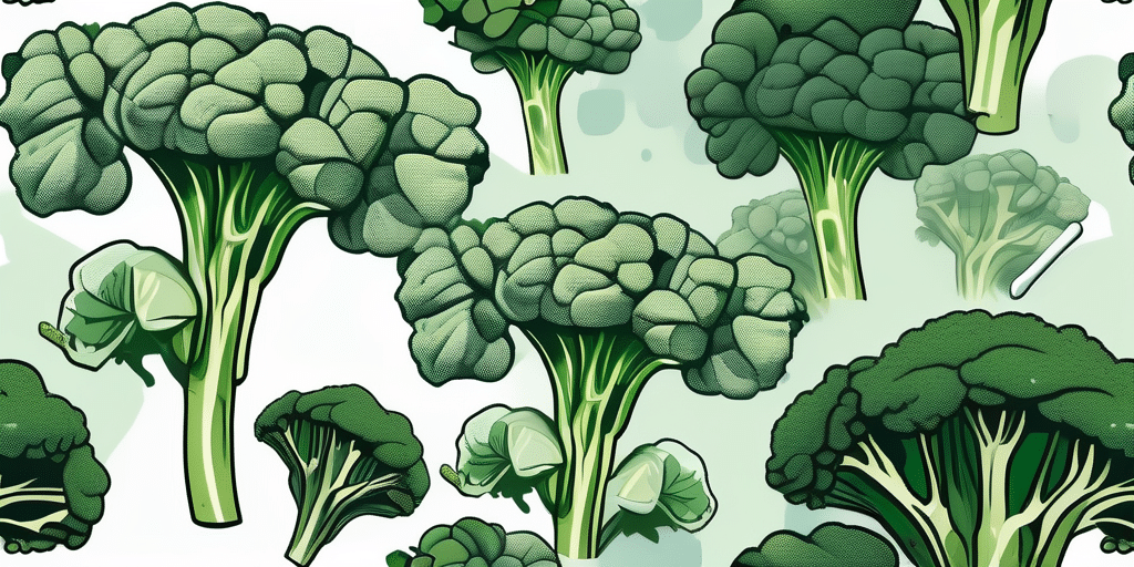 A lush calabrese broccoli plant in a garden setting