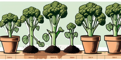 Calabrese broccoli plants at different stages of growth in a sunny florida garden