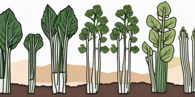 Chinese broccoli plants at different stages of growth