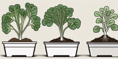 Chinese broccoli plants in different stages of growth