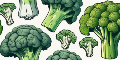 Several different types of broccoli varieties