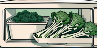 Fresh chinese broccoli in a storage container