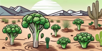Broccoli sprouts thriving in an arizona desert landscape
