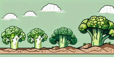 Broccoli plants at different stages of growth in a garden