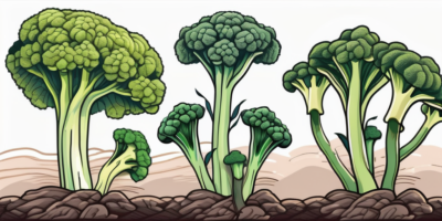 Calabrese broccoli plants in different stages of growth